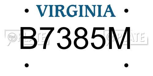 B7385M Virginia License Plate