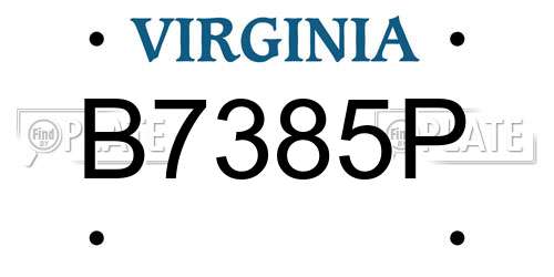B7385P Virginia License Plate