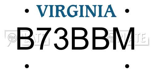 B73BBM Virginia License Plate