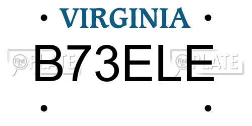 B73ELE Virginia License Plate