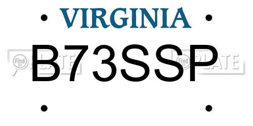 B73SSP Virginia License Plate