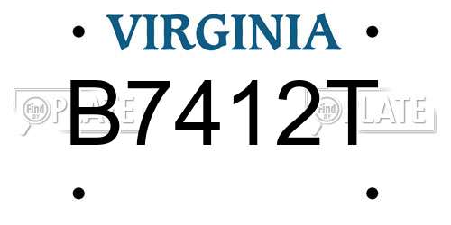 B7412T Virginia License Plate
