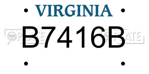 B7416B Virginia License Plate