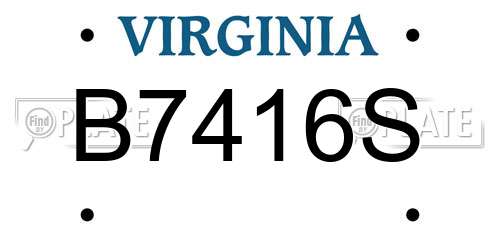 B7416S Virginia License Plate