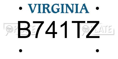B741TZ Virginia License Plate