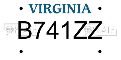 B741ZZ Virginia License Plate