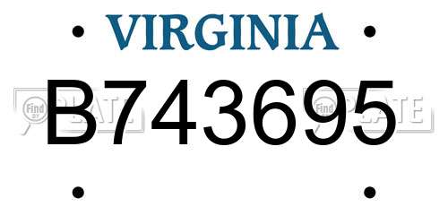 B743695 Virginia License Plate