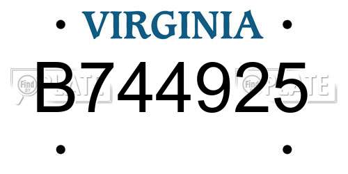 B744925 Virginia License Plate