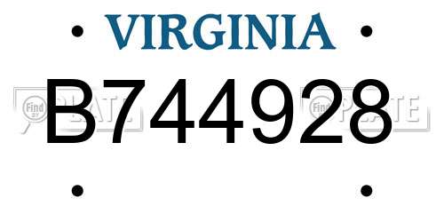 B744928 Virginia License Plate