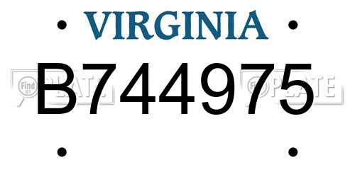 B744975 Virginia License Plate