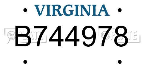 B744978 Virginia License Plate