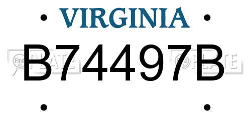B74497B Virginia License Plate