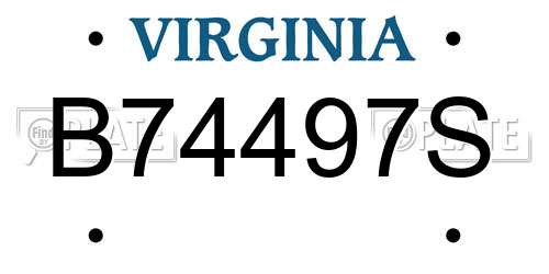B74497S Virginia License Plate