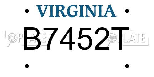 B7452T Virginia License Plate
