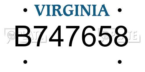B747658 Virginia License Plate