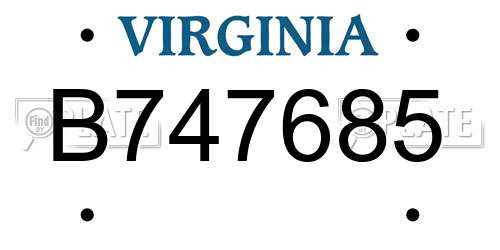B747685 Virginia License Plate