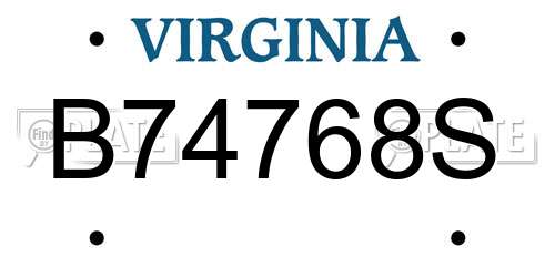 B74768S Virginia License Plate