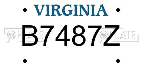 B7487Z Virginia License Plate