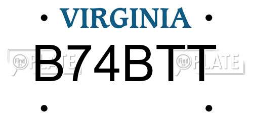 B74BTT Virginia License Plate