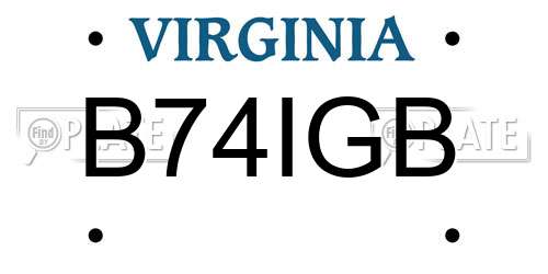 B74IGB Virginia License Plate