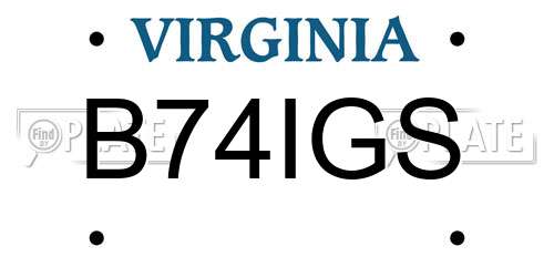 B74IGS Virginia License Plate