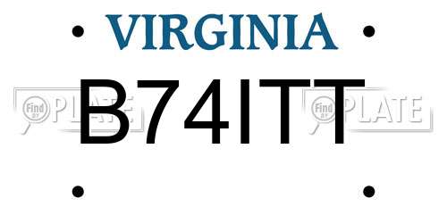 B74ITT Virginia License Plate