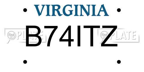 B74ITZ Virginia License Plate