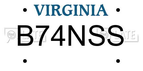 B74NSS Virginia License Plate