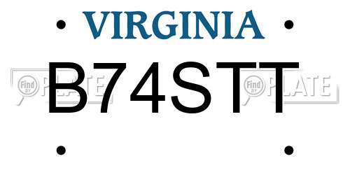 B74STT Virginia License Plate