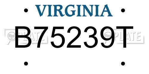 B75239T Virginia License Plate
