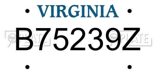 B75239Z Virginia License Plate