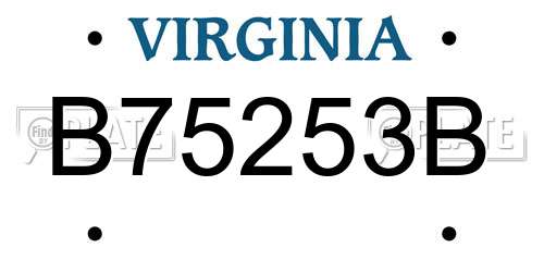 B75253B Virginia License Plate