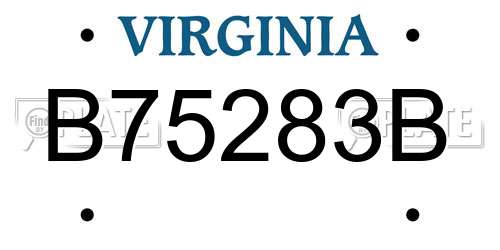 B75283B Virginia License Plate
