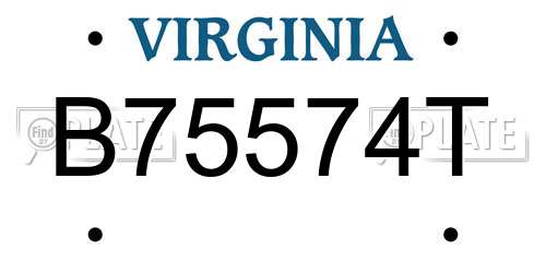 B75574T Virginia License Plate