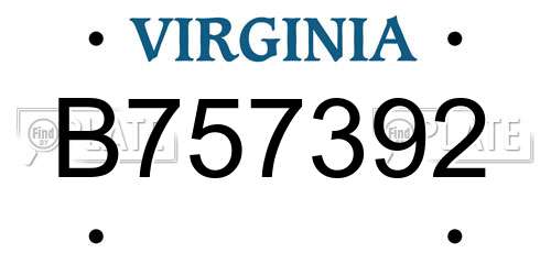 B757392 Virginia License Plate