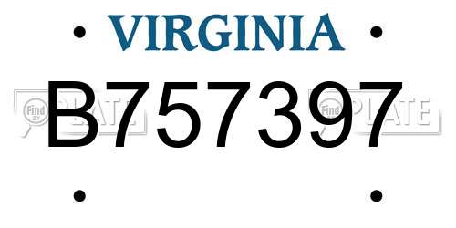 B757397 Virginia License Plate