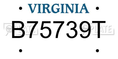B75739T Virginia License Plate