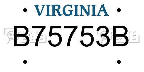B75753B Virginia License Plate
