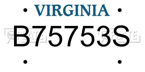 B75753S Virginia License Plate