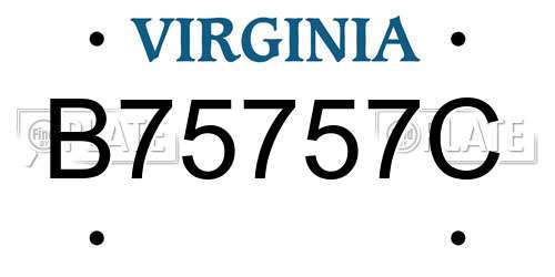 B75757C Virginia License Plate