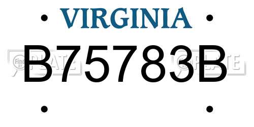 B75783B Virginia License Plate