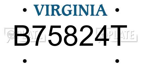 B75824T Virginia License Plate