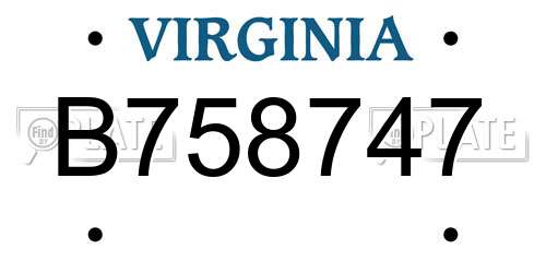 B758747 Virginia License Plate
