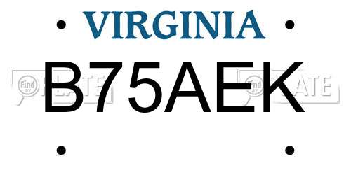 B75AEK Virginia License Plate