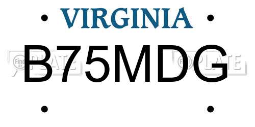 B75MDG Virginia License Plate