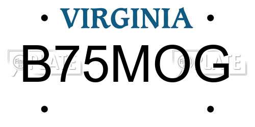 B75MOG Virginia License Plate