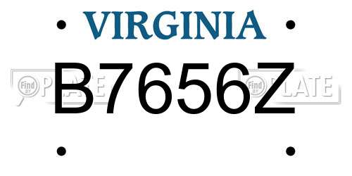 B7656Z Virginia License Plate