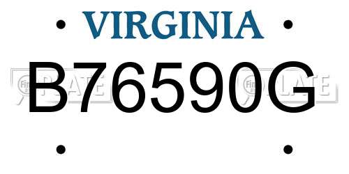 B76590G Virginia License Plate