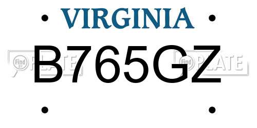 B765GZ Virginia License Plate