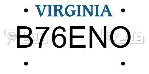 B76ENO Virginia License Plate